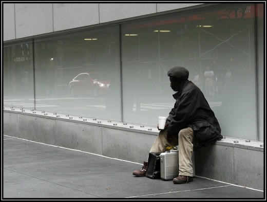 Sitting man.