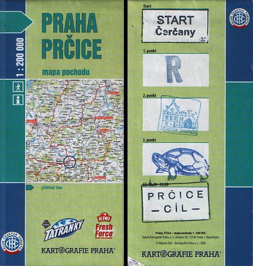 Mapa pochodu s prostorem na razítka.